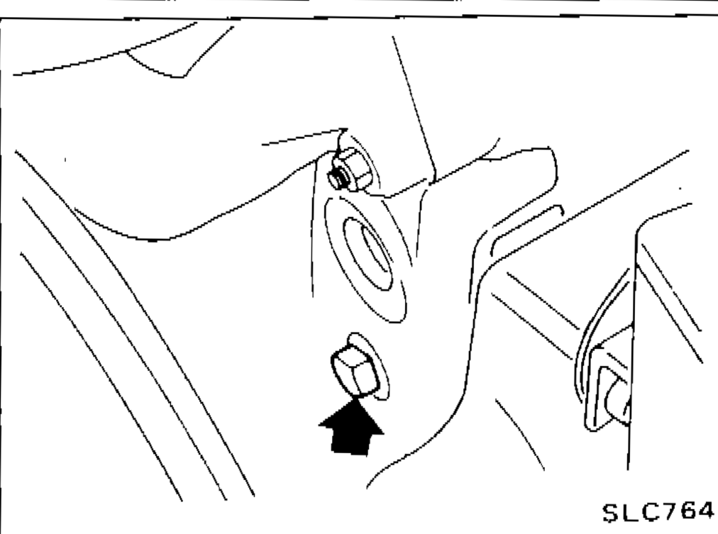 Cylinder block drain plug location with arrow pointing to the plug