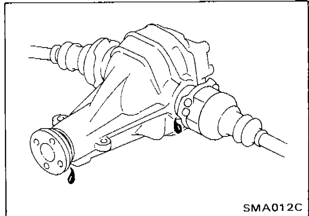 Differential carrier assembly showing oil leakage check point