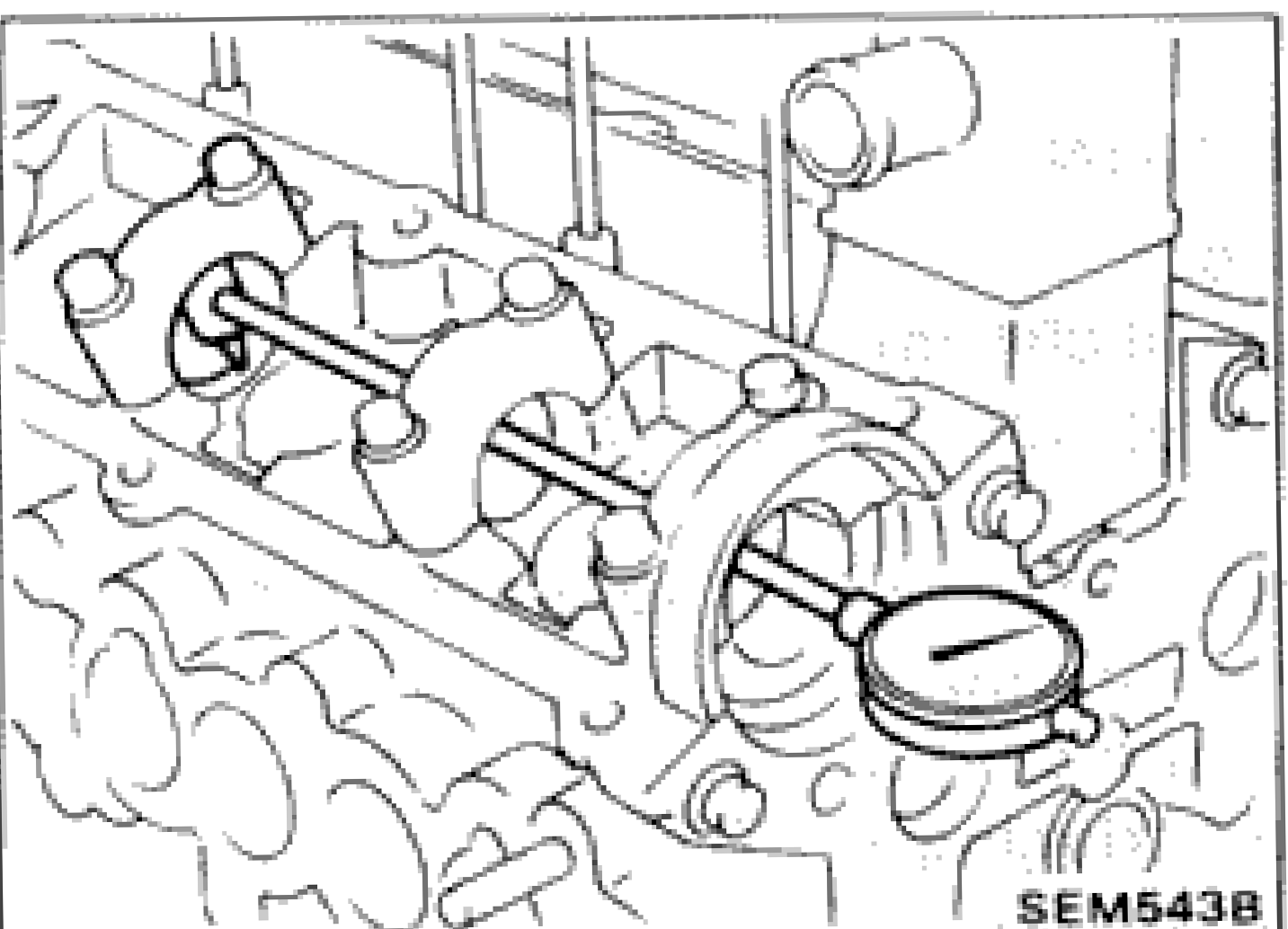 Measuring inner diameter of camshaft bearing with a bore gauge / dial indicator on cylinder head