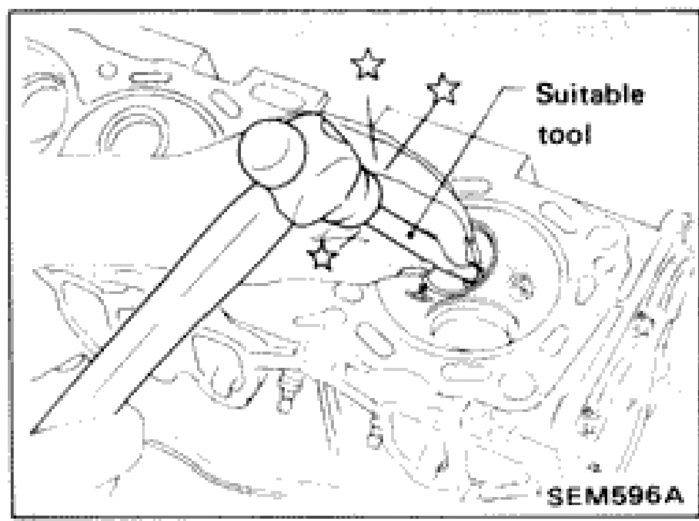 Driving out valve guide with a suitable tool using press or hammer