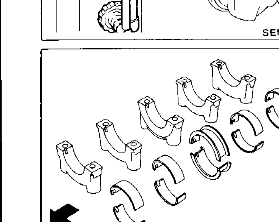 Main bearing halves arranged showing front orientation