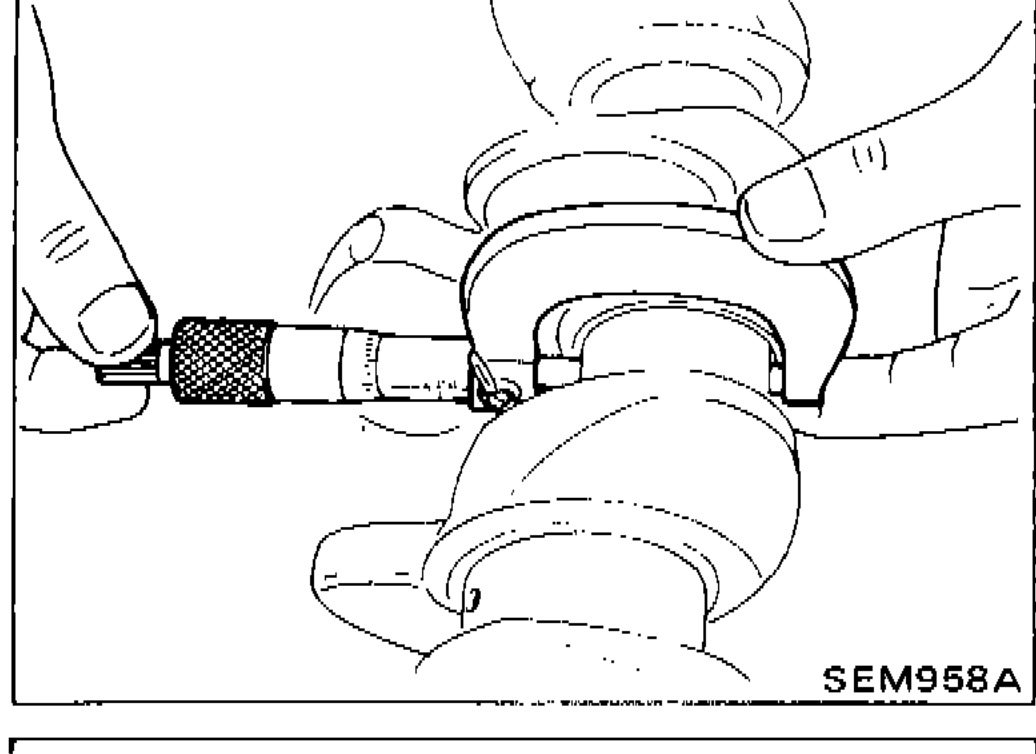 Measuring outer diameter of crankshaft pin journal with micrometer