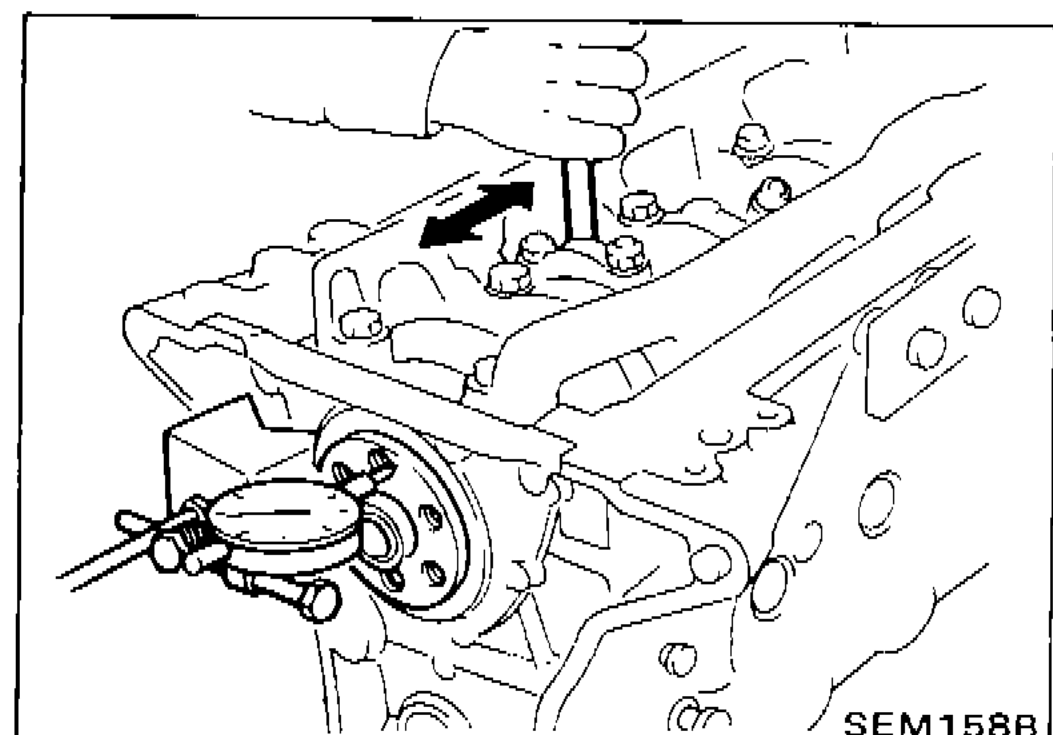 Measuring crankshaft end play with a dial indicator