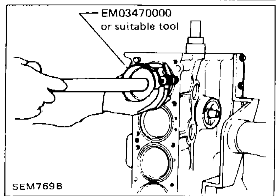 Installing pistons with connecting rods into cylinder bores using tool EM03470000 or suitable tool