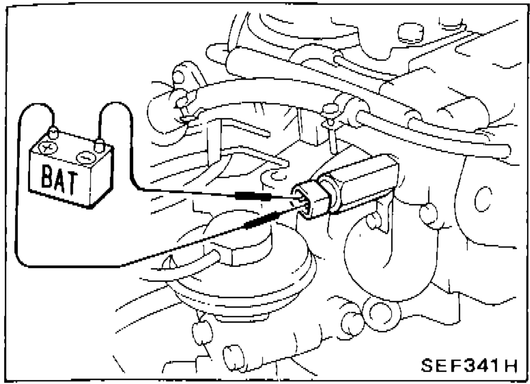 F.I.C.D. solenoid valve location on engine with battery connection shown