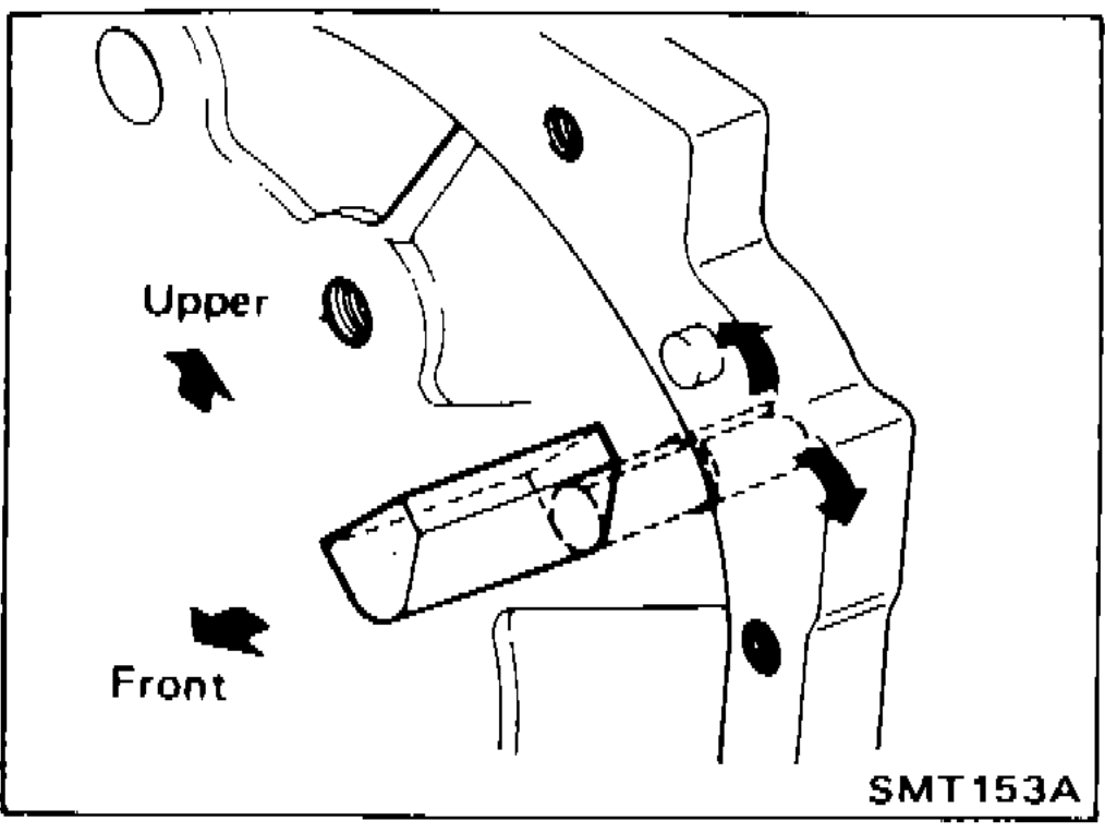 Illustration showing oil gutter installation on adapter plate, with Upper and Front orientation callouts.