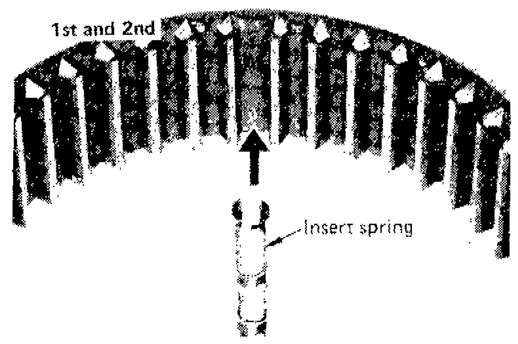 1st and 2nd synchronizer showing insert spring insertion direction