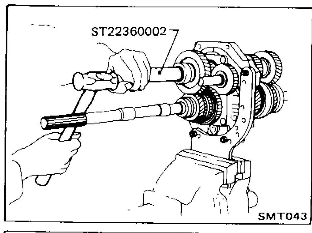 Installation of countershaft rear end bearing using tool ST22360002