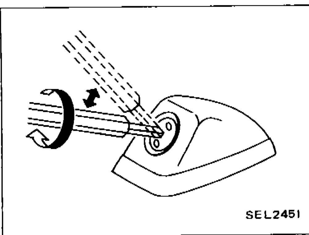 Illustration of washer nozzle being adjusted with a tool, showing nozzle holes and adjusting hole