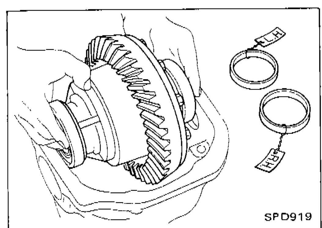 Differential case assembly with side bearing outer races being installed into gear carrier