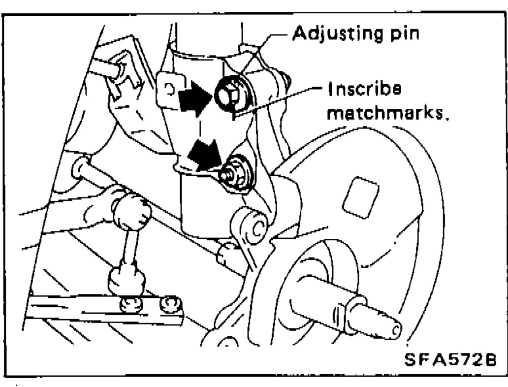 Adjusting pin location with matchmarks inscribed before removal of bolts and nuts