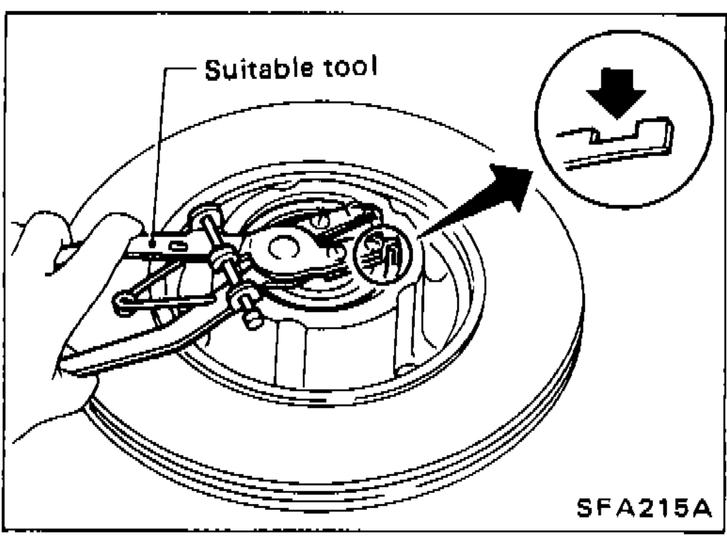Removing circular clip from wheel hub with suitable tool