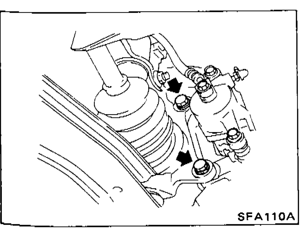 Photograph showing brake caliper assembly and rotor removal procedure