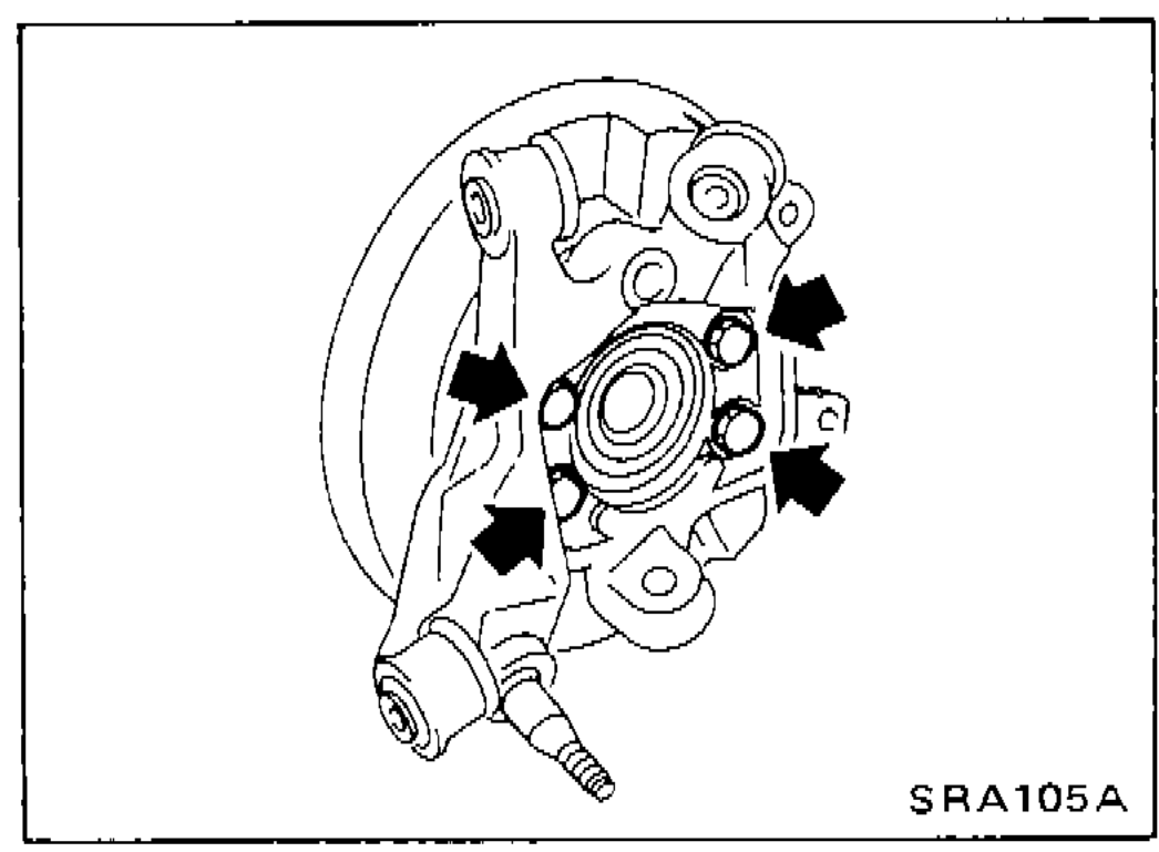 Removal of wheel bearing with flange and wheel hub from axle housing