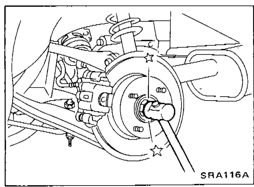 Photo showing wheel side of drive shaft removal at hub