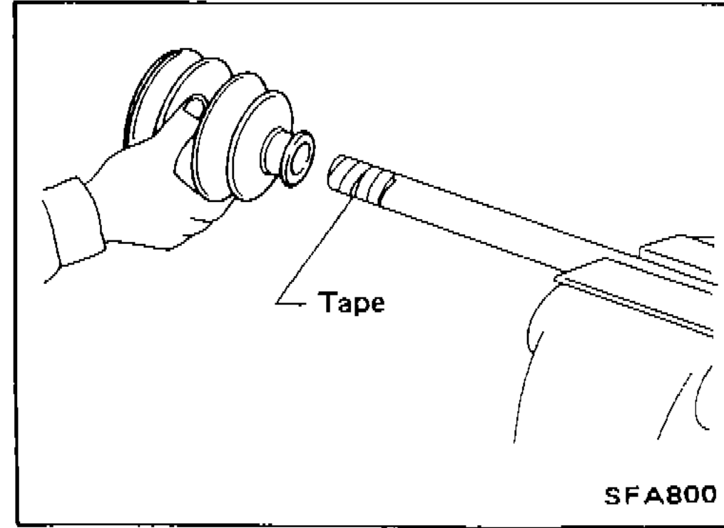 Drive-shaft serration covered with masking tape during boot installation to prevent the boot's inner lip from being cut.