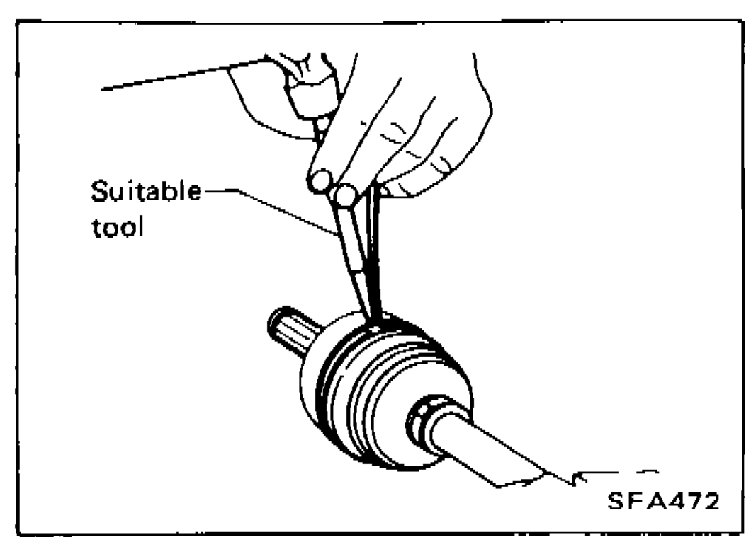 Suitable boot-band tool locking the larger boot band on the drive-shaft assembly.