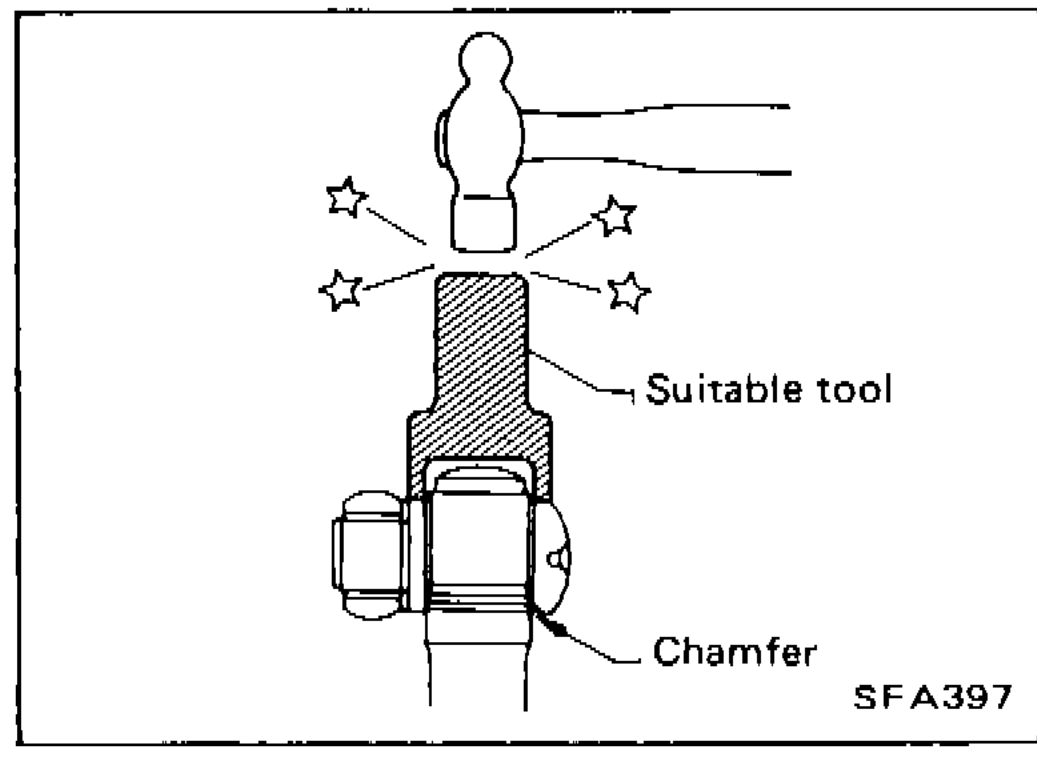Suitable tool press-fitting the wheel-side spider assembly onto the shaft, chamfered serration facing the shaft.