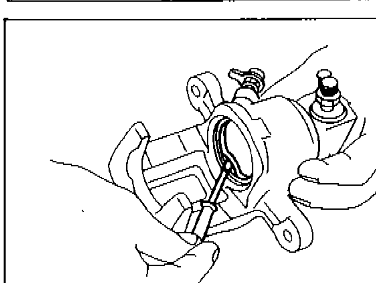 Cylinder body disassembly — pliers prying off rings B and C to remove spring cover, spring and seat.