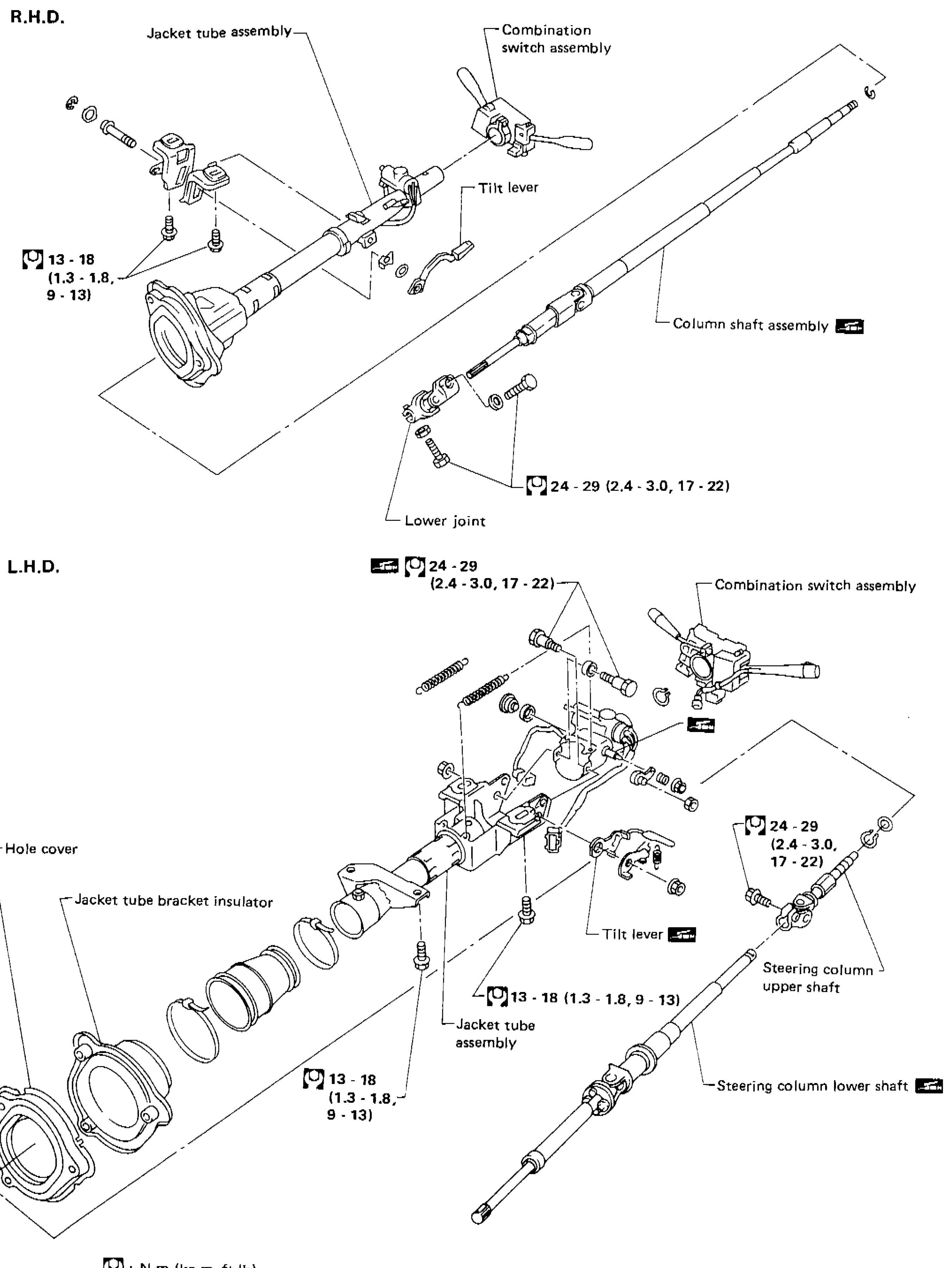 STEERING WHEEL AND STEERING COLUMN — Disassembly and Assembly