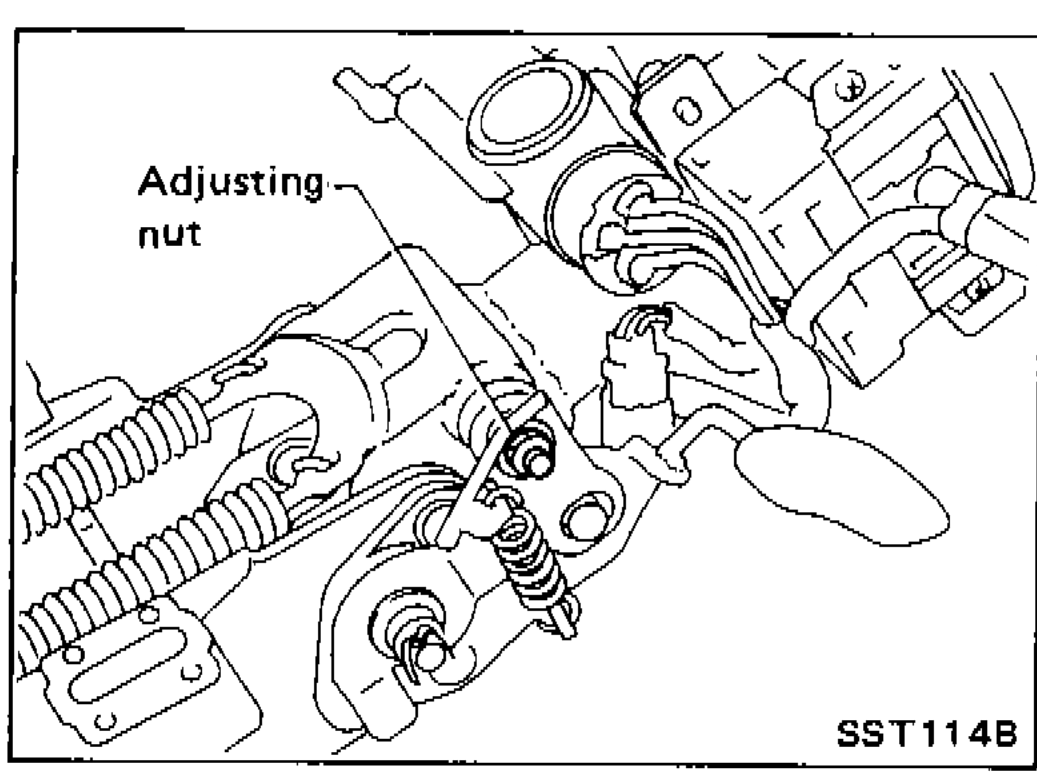 Tilt-mechanism adjusting nut being tightened to spec on the column body.