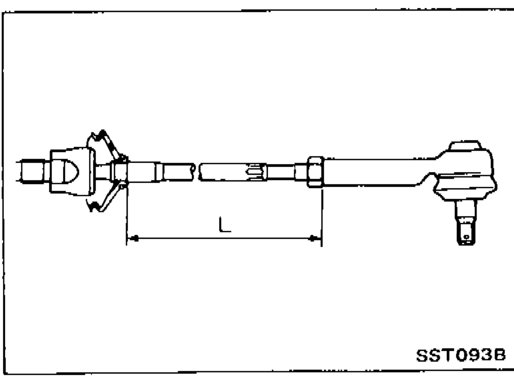 Inner socket bent / clinched at the rack with two lock-plate cutout portions visible; rack assembly with tie-rod inserted.